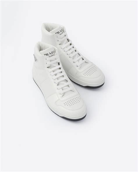 Sneakers alte Prada Rev in pelle Bianco+grigio 